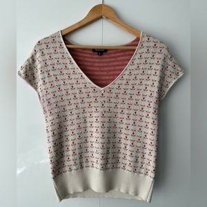 ModCloth Floral Short Sleeve Knitted Top, Size M